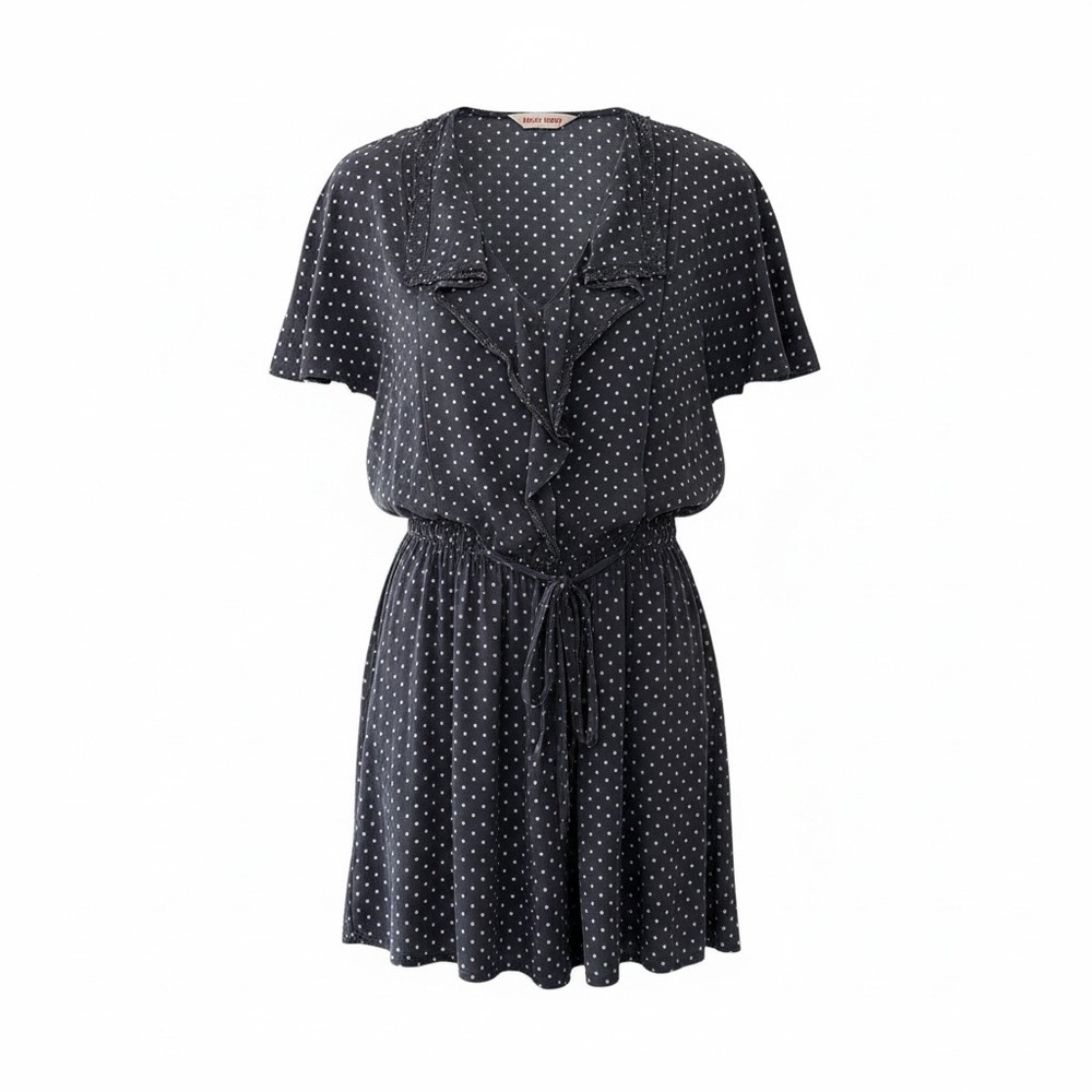 Rebecca Taylor Silk Gray Polka Dot Mini Dress Women’s Size 4 Tie Waist